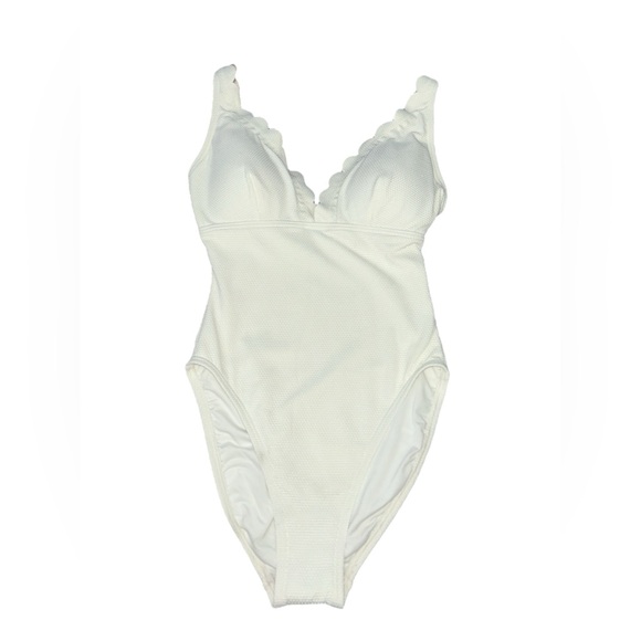 Kate Spade Plunge One Piece Swimsuit - Pique Scallops - Picture 3 of 4